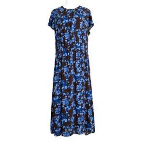 A New Day Floral Short Sleeve Cinched Waist Maxi Dress (XXL)